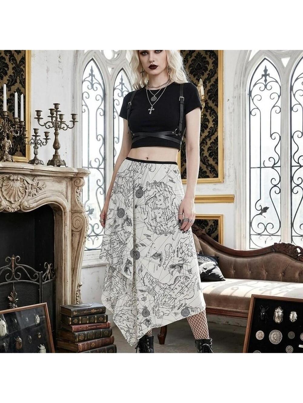 Women's Black and White Skirt